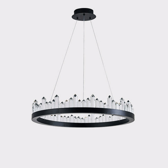 Modern Minimalist Round Crystal Hardware LED Pendant Light For Bedroom