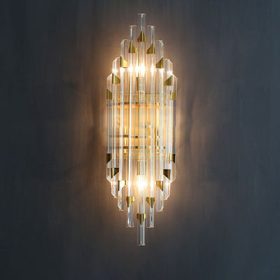 Contemporary Luxury Stripe Hardware Crystal 2/4 Light Wall Sconce Lamp For Living Room