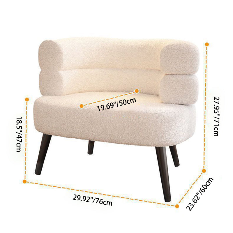 Contemporary Nordic Curved Lambswool Carbon Steel Legs Accent Chair Backrest For Living Room