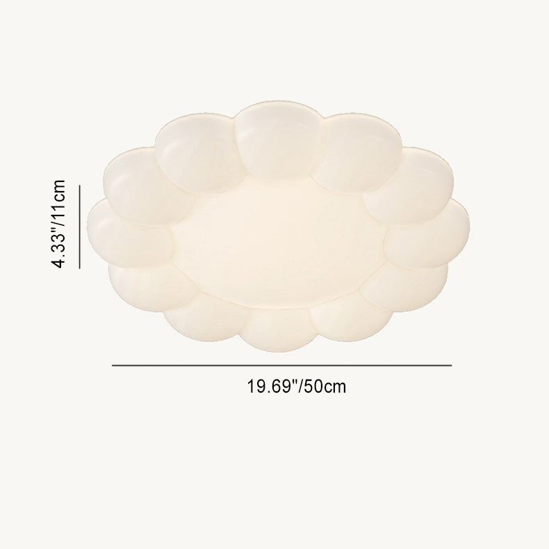 Contemporary Nordic Cream PE Flower LED Flush Mount Ceiling Light For Bedroom