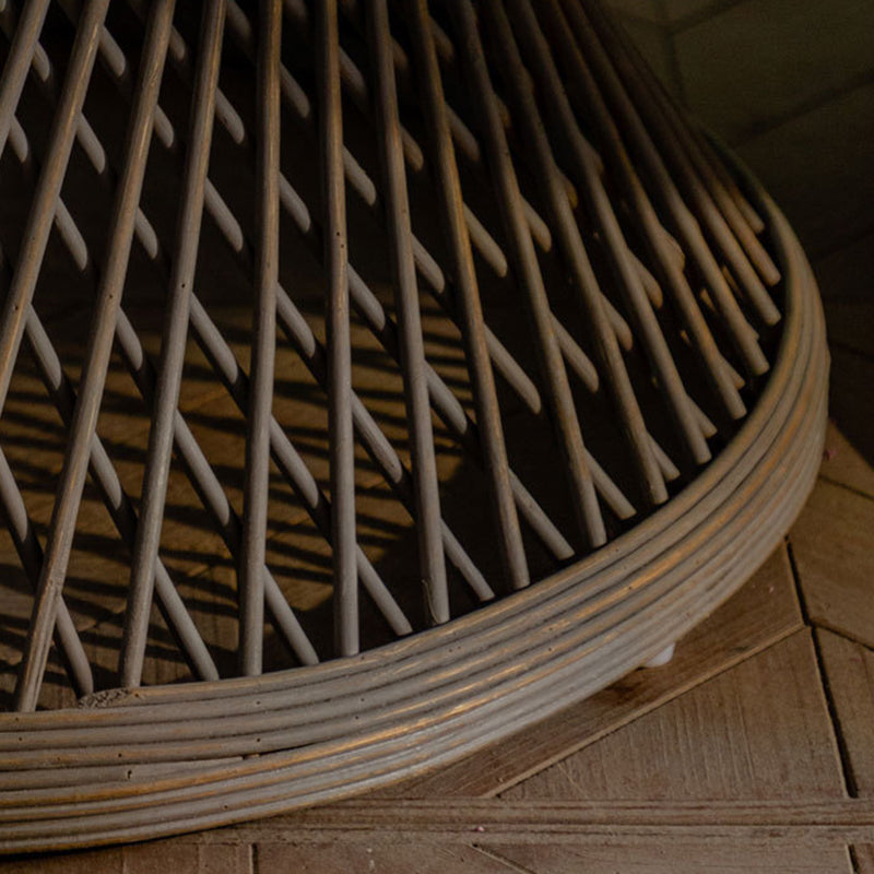 Traditional Japanese Round Rattan End Table 1-Tier For Living Room