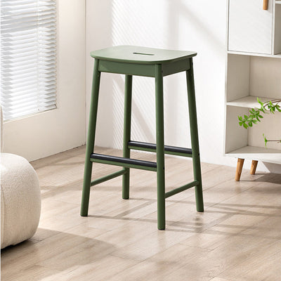 Modern Minimalist Rectangular Birch Bar Stool Footrest For Dining Room