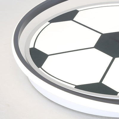 Contemporary Creative Cartoon Football Iron LED Kids Flush Mount Ceiling Light For Bedroom