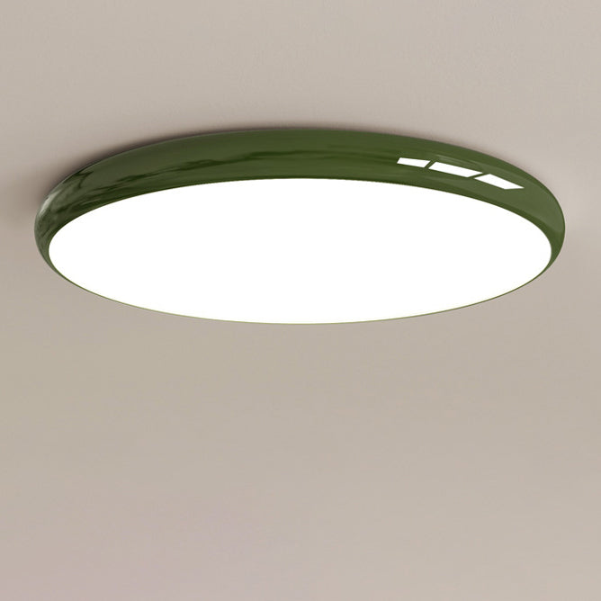 Modern Minimalist Macaron Acrylic Round Shade LED Flush Mount Ceiling Light For Bedroom