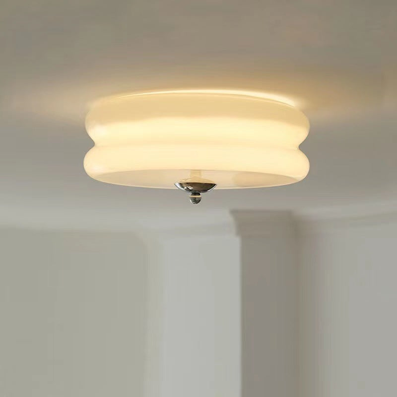 Modern Minimalist Round Iron Glass LED Flush Mount Ceiling Light For Living Room