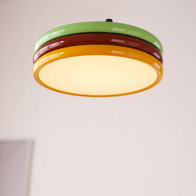 Contemporary Scandinavian Macron Iron Disc Splicing LED Flush Mount Ceiling Light For Bedroom