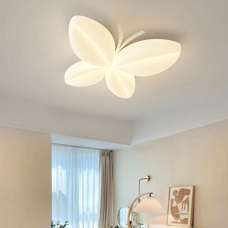 Modern Art Deco Butterfly Design Iron PE LED Flush Mount Ceiling Light For Bedroom