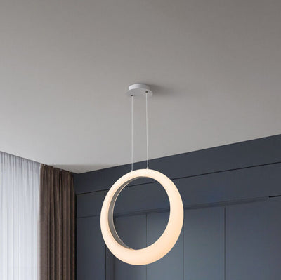 Nordic Minimalist PE Circle Ring Electroplated Iron LED Pendant Light