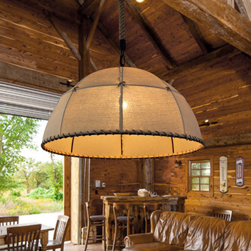 Abat-jour en demi-cercle en tissu rustique traditionnel à 1 lumière pour salle à manger 