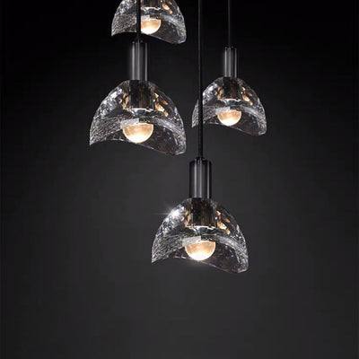 Contemporary Luxury Dazzling Curve Crystal Brass 1-Light Pendant Light For Living Room