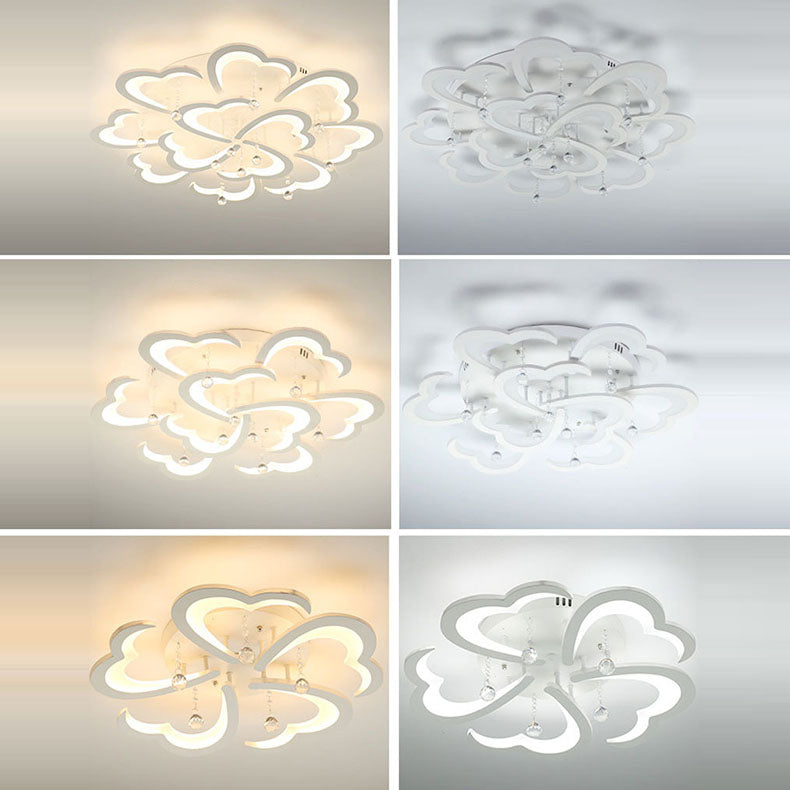 Modern Minimalist Petal Hardware Acrylic Crystal LED Semi-Flush Mount Ceiling Light For Living Room