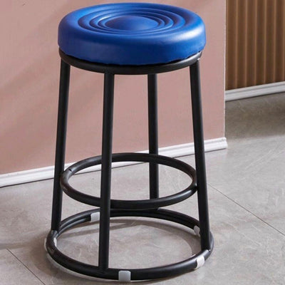 Tabouret de bar rond en cuir, acier au carbone, coton, métal avec repose-pieds pour cuisine 