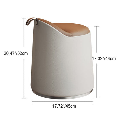 Modern Simplicity Leather Wood Aluminum Alloy Sponge Round Cylinder Vanity Stool Backrest For Bedroom