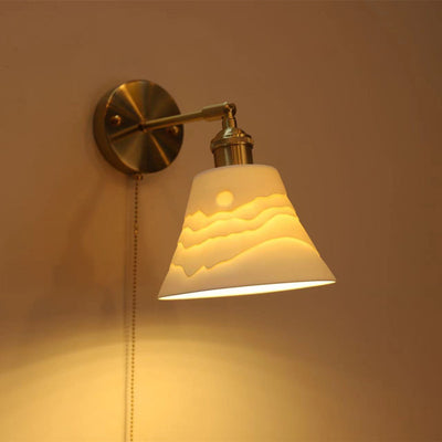 Contemporary Nordic Simplicity Brass Round 1-Light Vanity Light Wall Sconce Lamp For Bedroom