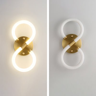 Contemporary Creative Brass Acrylic Round Oval Figure Six Eight Letter LED Wall Sconce Lamp For Hallway