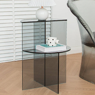 Contemporary Scandinavian Acrylic Semicircle End Table 2-Tier For Living Room