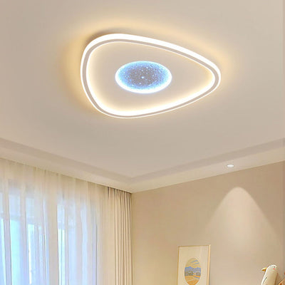 Modern Minimalist Lunar Surface Round Cloud Triangle Square Acrylic Iron LED Flush Mount Ceiling Light For Bedroom