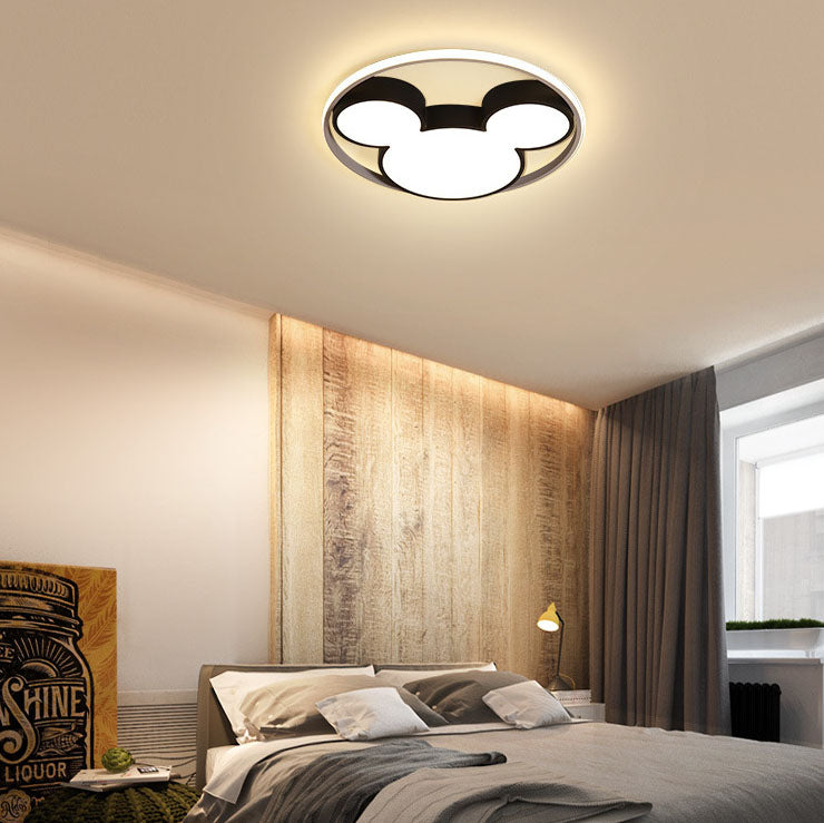 Contemporary Simplicity Mouse Acrylic Ring Hardware LED Flush Mount Ceiling Light For Bedroom