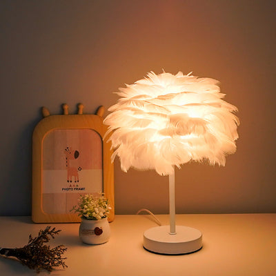 Contemporary Creative Feather USB LED Table Lamp For Bedroom