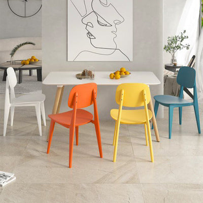 Contemporary Scandinavian Macaron Plastic Square Dining Chair Backrest For Dining Room