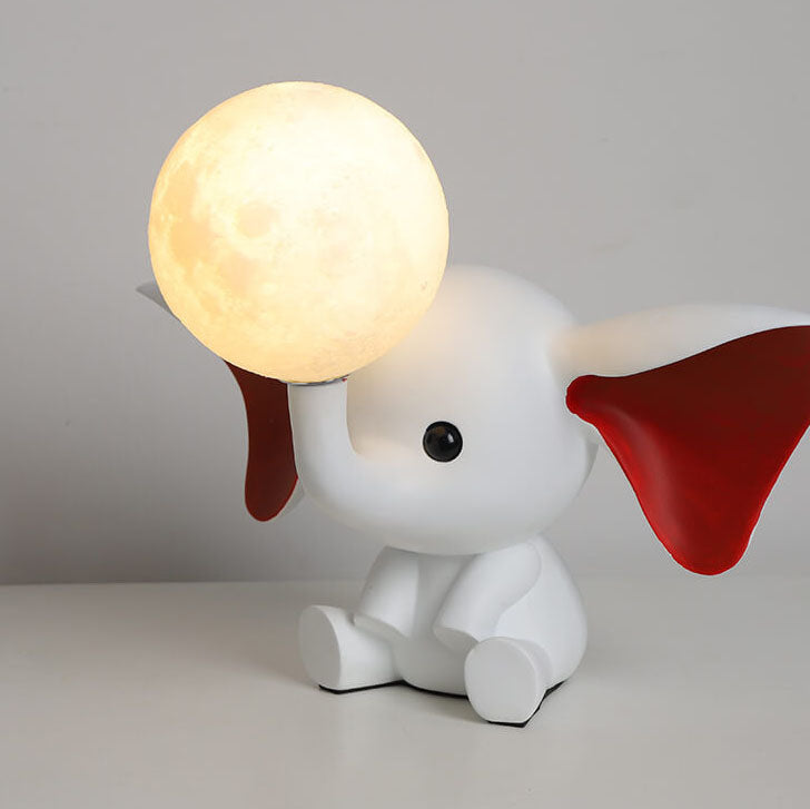 Creative Cartoon Elephant Moon Resin 1-Light Table Lamp