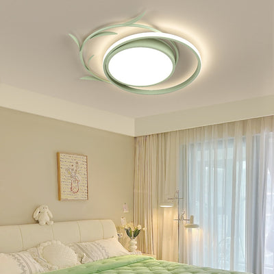 Modern Art Deco Iron Acrylic Square Round Leave LED Flush Mount Ceiling Light For Bedroom