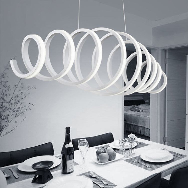 Modern Minimalist Round Spring Metal Acrylic LED Chandelier For Dining Room