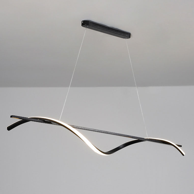 Modern Minimalist Wave Silicone Strip Iron LED Island Light Pendant Light For Living Room