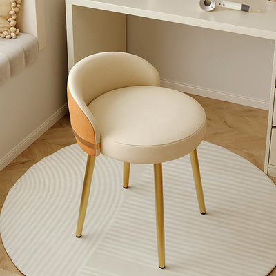 Contemporary Scandinavian Round Leather Swivel Vanity Stool Low Back For Bedroom