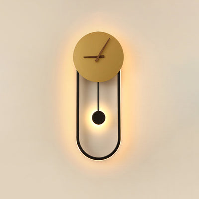 Contemporary Scandinavian Round Oval Clock Shape Iron Acrylic LED Wall Sconce Lamp For Bedroom