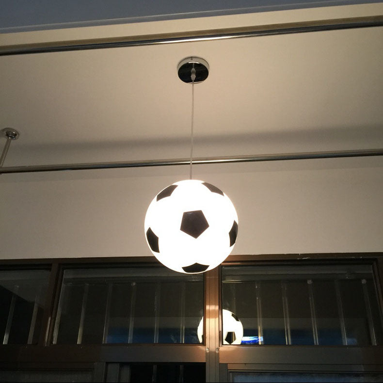 Contemporary Creative Iron Glass Basketball Shade 1-Light Pendant Light For Bedroom