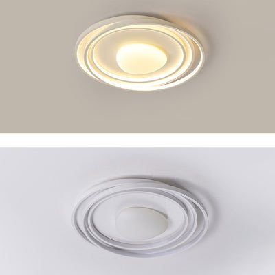 Modern Minimalist Cream Round Acrylic Iron LED Flush Mount Ceiling Light For Living Room