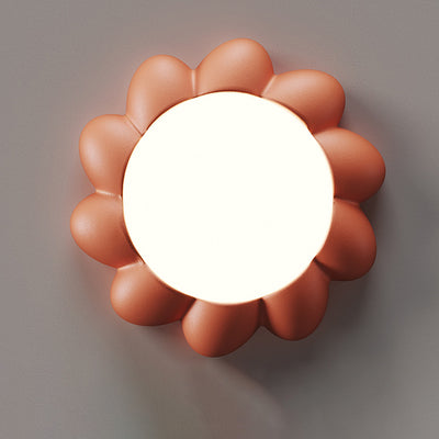 Modern Minimalist Cream Round Flower Resin Acrylic LED Flush Mount Ceiling Light For Bedroom