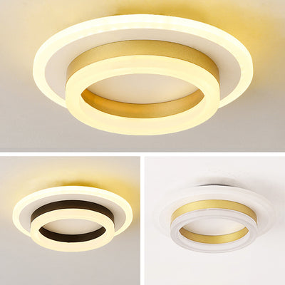 Modern Simplicity Acrylic Geometric Square Round Shade Hardware LED Flush Mount Ceiling Light For Living Room