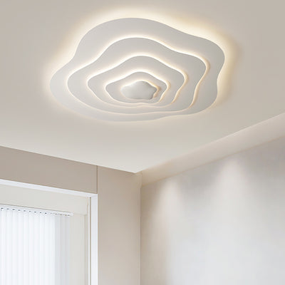 Modern Minimalist Cream Cloud Resin Iron LED Flush Mount Ceiling Light For Bedroom