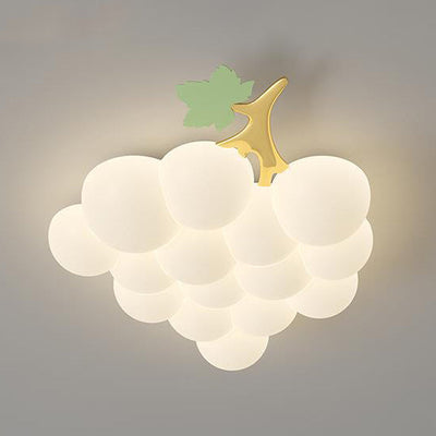 Contemporary Creative Kids Grape Iron Plastic LED Flush Mount Ceiling Light For Bedroom