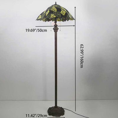 Traditional Tiffany Stained Glass Alloy 2-Light Standing Floor Lamp For Bedroom