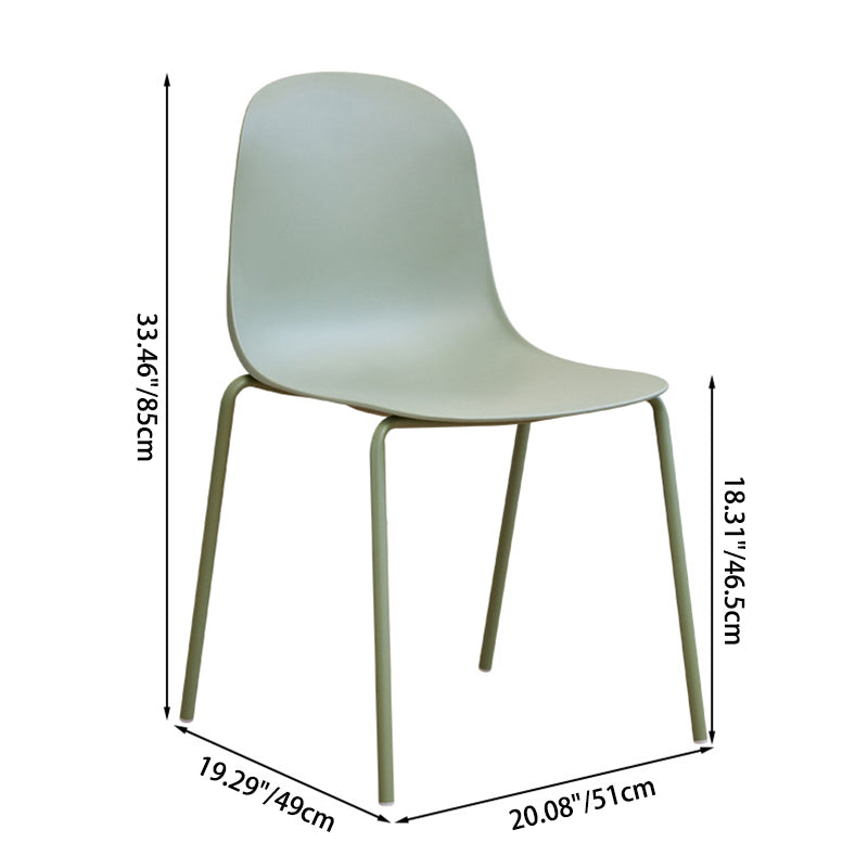 Modern Minimalist Square Plastic Dining Chair Curved Backrest For Dining Room