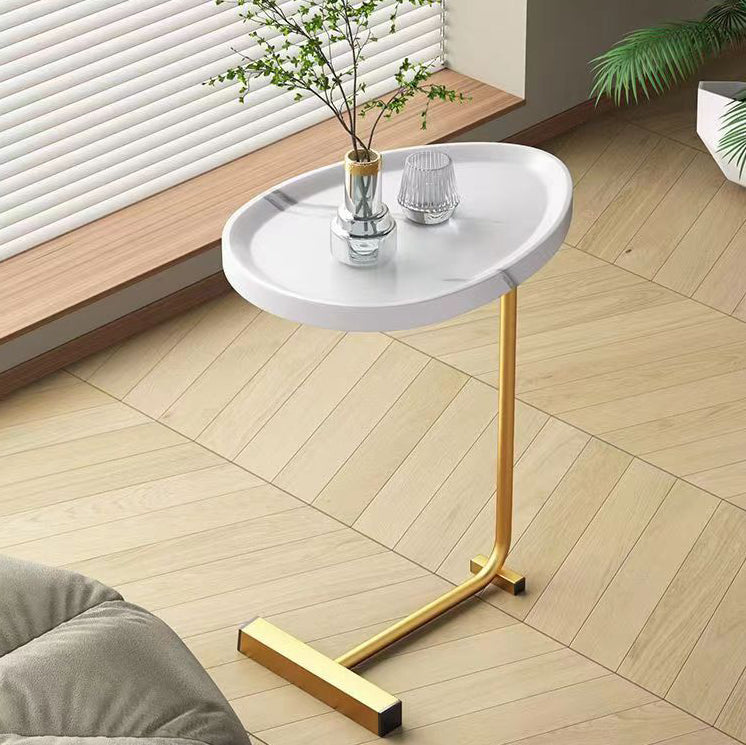 Modern Minimalist Water Drops Oval Density Plate Carbon Steel End Table For Living Room