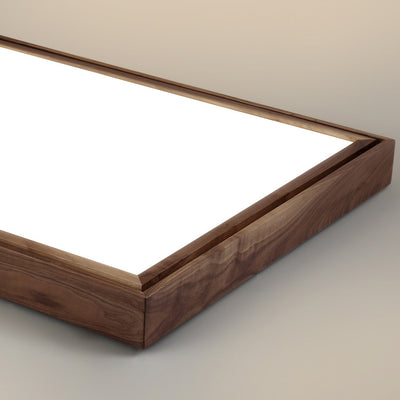 Modern Minimalist Rectangular Square Wood Acrylic LED Flush Mount Lighting For Living Room