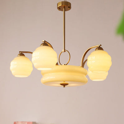 Modern Mid-Century Branch Curved Rod Round Orb Iron Glass 4/6/8 Light Chandelier For Living Room