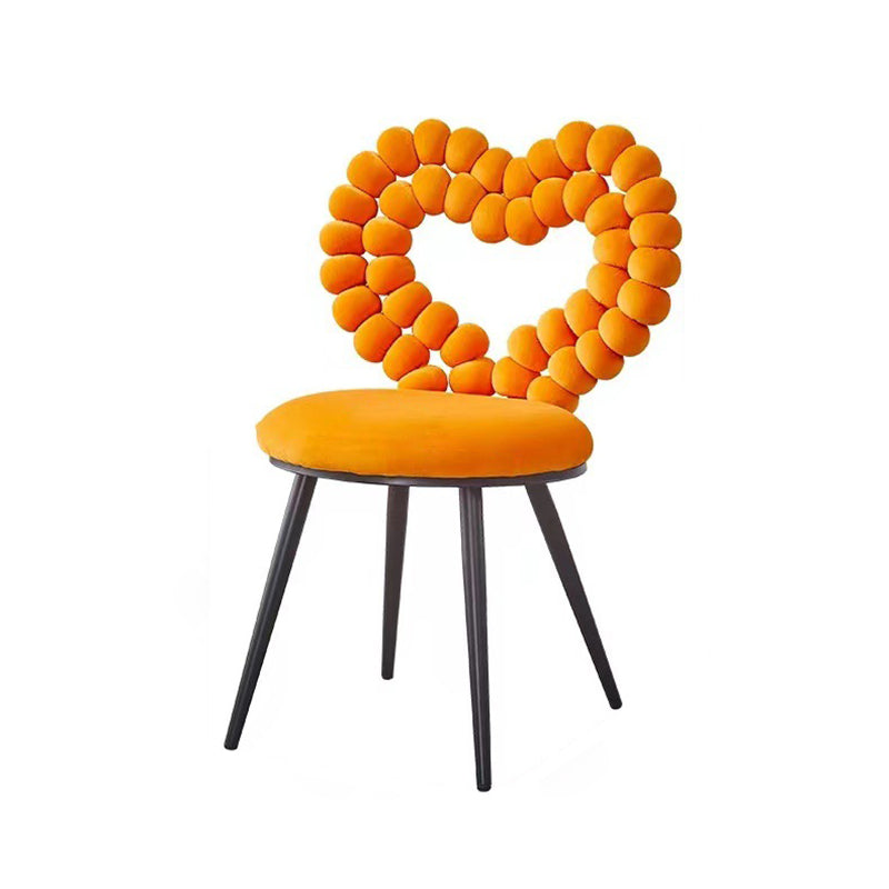 Contemporary Scandinavian Velvet Sponge Metal Heart Ball Round Vanity Stool Backrest For Bedroom