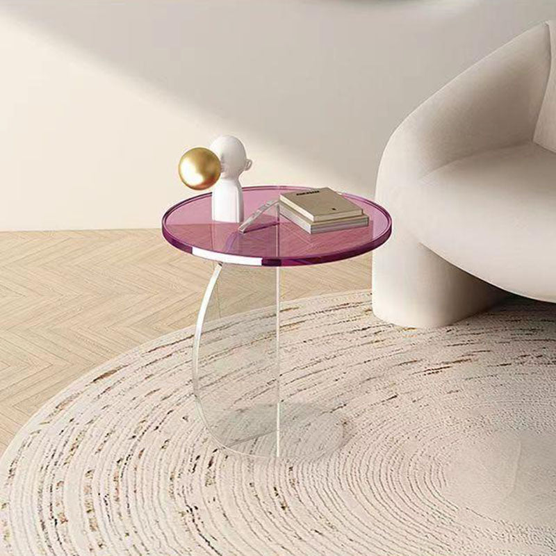 Modern Minimalist Round Semi-circular Plastic Coffee Table For Living Room