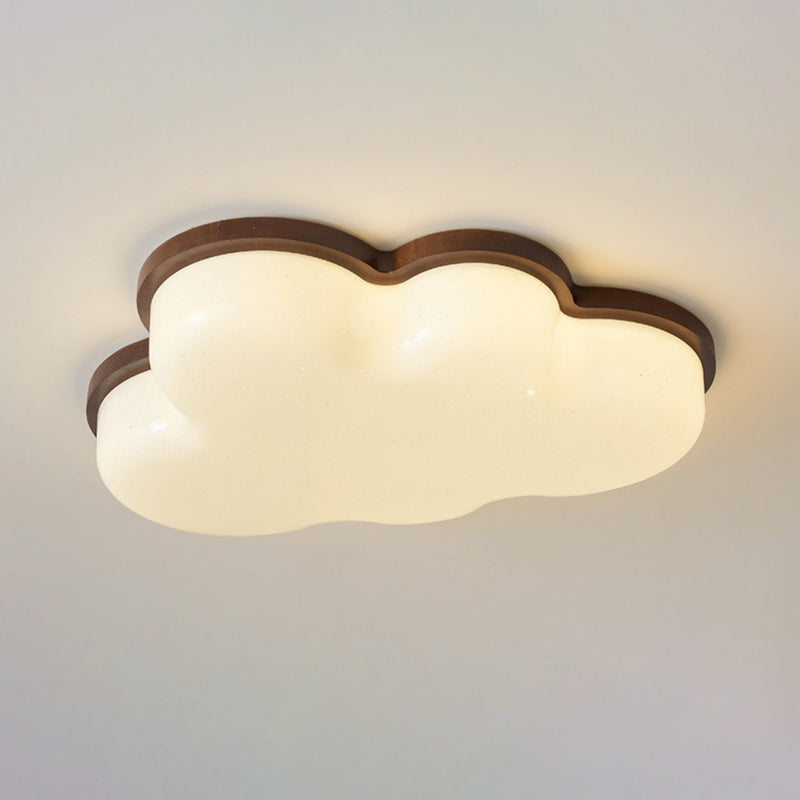 Modern Minimalist Cloud Wood Acrylic LED Flush Mount Ceiling Light For Bedroom