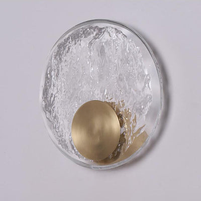 Contemporary Luxury Brass Water-ripple Round Crystal LED Wall Sconce Lamp For Living Room