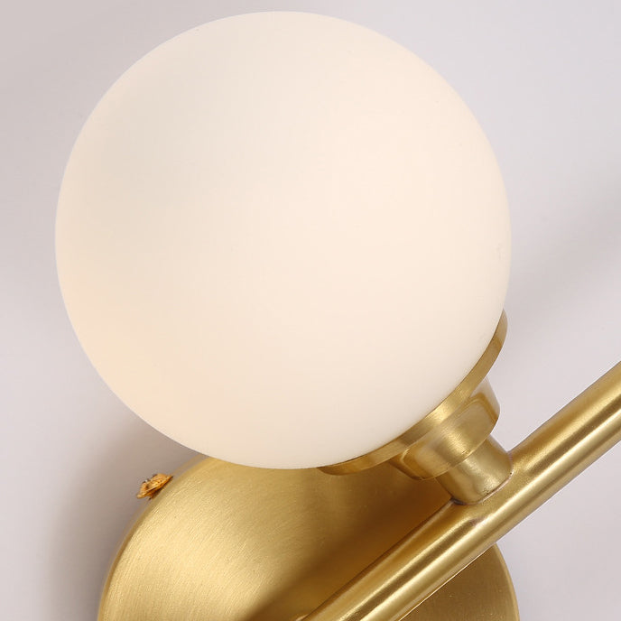 Modern Minimalist Gold Spherical Copper Glass Shade 4-Light Wall Sconce Lamp For Bedroom