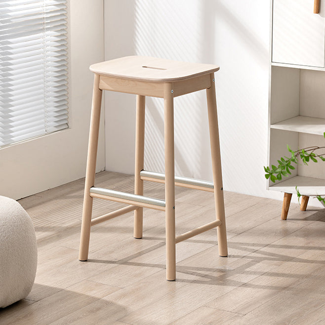 Modern Minimalist Rectangular Birch Bar Stool Footrest For Dining Room