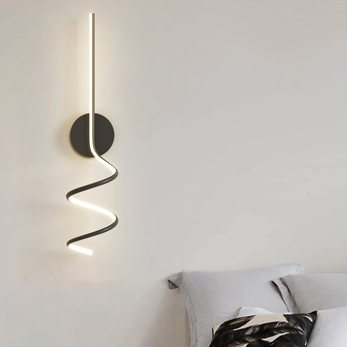 Modern Minimalist Spiral Aluminum Iron LED Wall Sconce Lamp For Bedroom