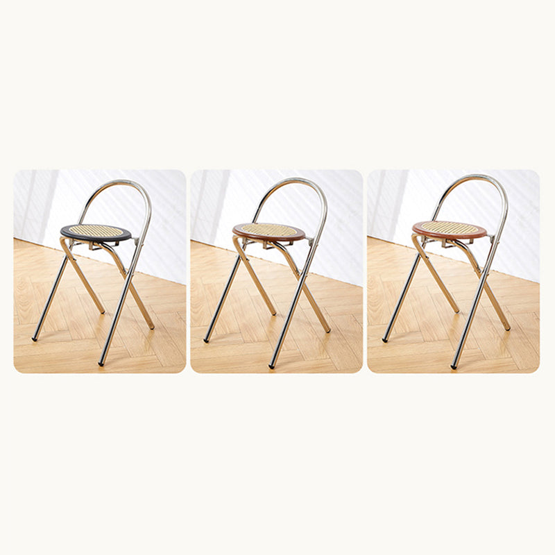 Traditional French Round Imitation Rattan Solid Wood Foldable Dining Chair Arc Back For Dining Room