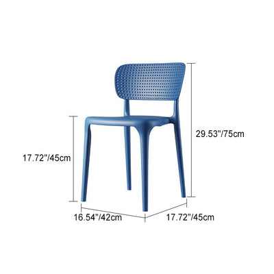 Zeitgenössischer kreativer rechteckiger Kunststoffstuhl Rückenlehne ohne Armlehnen für das Wohnzimmer 